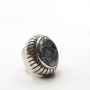 King Baby Studio Arrayed Cabochon Turquoise Ring Silver .925 MSRP $1325 Size 9.5